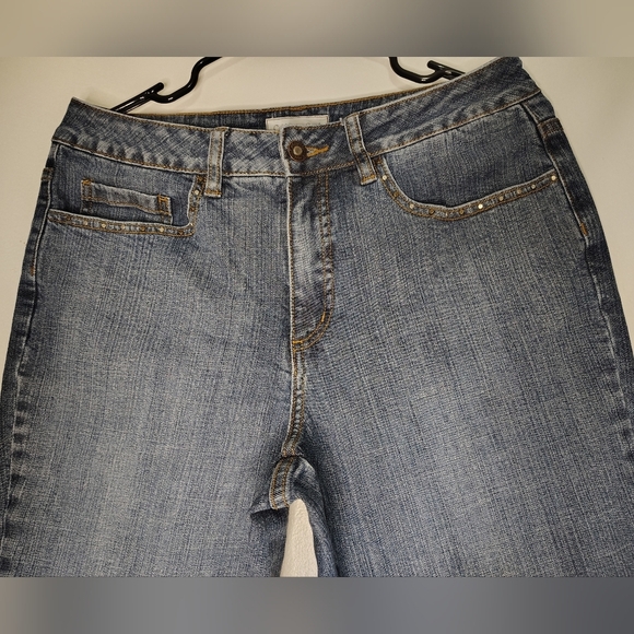 Coldwater Creek women's denim jeans,straight leg,high rise, studs,sz 10,Boho. - Picture 2 of 16